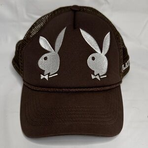 Brown Cap with White Playboy Bunny Logo